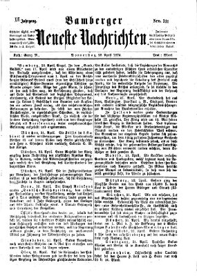 Bamberger neueste Nachrichten Donnerstag 23. April 1874