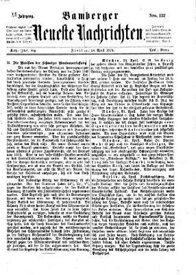 Bamberger neueste Nachrichten Freitag 24. April 1874