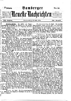 Bamberger neueste Nachrichten Donnerstag 30. April 1874