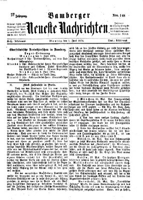 Bamberger neueste Nachrichten Montag 1. Juni 1874