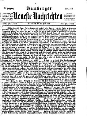 Bamberger neueste Nachrichten Mittwoch 24. Juni 1874