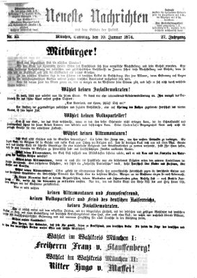 Neueste Nachrichten aus dem Gebiete der Politik (Münchner neueste Nachrichten) Samstag 10. Januar 1874