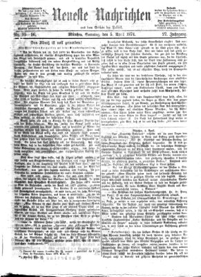 Neueste Nachrichten aus dem Gebiete der Politik (Münchner neueste Nachrichten) Sonntag 5. April 1874