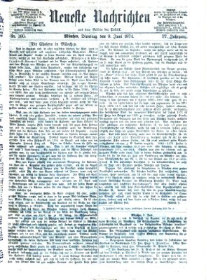 Neueste Nachrichten aus dem Gebiete der Politik (Münchner neueste Nachrichten) Dienstag 9. Juni 1874