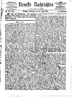 Neueste Nachrichten aus dem Gebiete der Politik (Münchner neueste Nachrichten) Mittwoch 24. Juni 1874