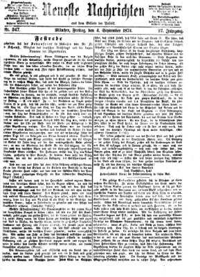 Neueste Nachrichten aus dem Gebiete der Politik (Münchner neueste Nachrichten) Freitag 4. September 1874