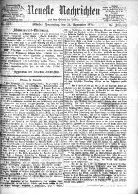 Neueste Nachrichten aus dem Gebiete der Politik (Münchner neueste Nachrichten) Donnerstag 24. September 1874