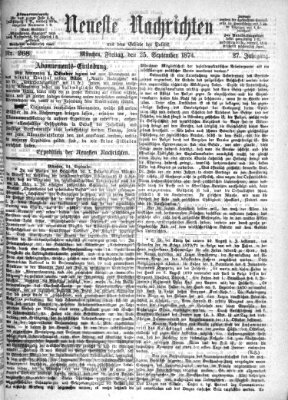 Neueste Nachrichten aus dem Gebiete der Politik (Münchner neueste Nachrichten) Freitag 25. September 1874