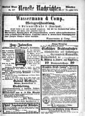 Neueste Nachrichten aus dem Gebiete der Politik (Münchner neueste Nachrichten) Sonntag 27. September 1874