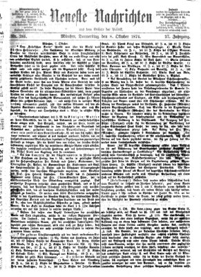 Neueste Nachrichten aus dem Gebiete der Politik (Münchner neueste Nachrichten) Donnerstag 8. Oktober 1874