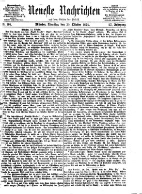 Neueste Nachrichten aus dem Gebiete der Politik (Münchner neueste Nachrichten) Dienstag 20. Oktober 1874