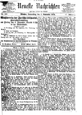 Neueste Nachrichten aus dem Gebiete der Politik (Münchner neueste Nachrichten) Donnerstag 5. November 1874