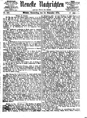 Neueste Nachrichten aus dem Gebiete der Politik (Münchner neueste Nachrichten) Donnerstag 26. November 1874