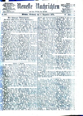 Neueste Nachrichten aus dem Gebiete der Politik (Münchner neueste Nachrichten) Mittwoch 9. Dezember 1874