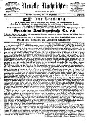 Neueste Nachrichten aus dem Gebiete der Politik (Münchner neueste Nachrichten) Mittwoch 30. Dezember 1874