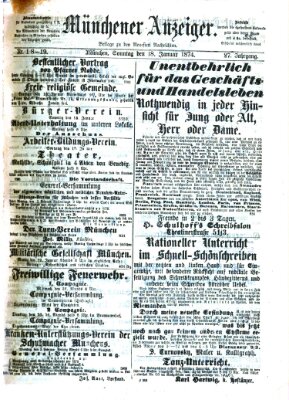 Münchener Anzeiger (Münchner neueste Nachrichten) Sonntag 18. Januar 1874