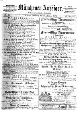 Münchener Anzeiger (Münchner neueste Nachrichten) Samstag 24. Januar 1874