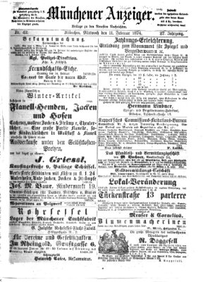 Münchener Anzeiger (Münchner neueste Nachrichten) Mittwoch 11. Februar 1874