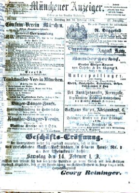 Münchener Anzeiger (Münchner neueste Nachrichten) Samstag 14. Februar 1874