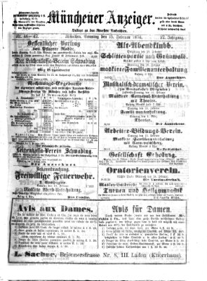 Münchener Anzeiger (Münchner neueste Nachrichten) Sonntag 15. Februar 1874
