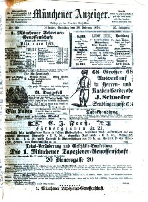 Münchener Anzeiger (Münchner neueste Nachrichten) Samstag 28. Februar 1874