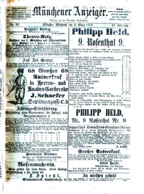 Münchener Anzeiger (Münchner neueste Nachrichten) Mittwoch 4. März 1874