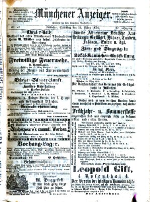 Münchener Anzeiger (Münchner neueste Nachrichten) Samstag 14. März 1874