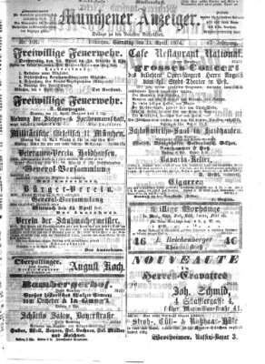 Münchener Anzeiger (Münchner neueste Nachrichten) Samstag 11. April 1874