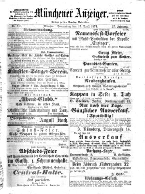 Münchener Anzeiger (Münchner neueste Nachrichten) Donnerstag 23. April 1874