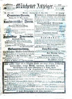 Münchener Anzeiger (Münchner neueste Nachrichten) Sonntag 10. Mai 1874