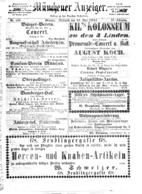 Münchener Anzeiger (Münchner neueste Nachrichten) Mittwoch 20. Mai 1874