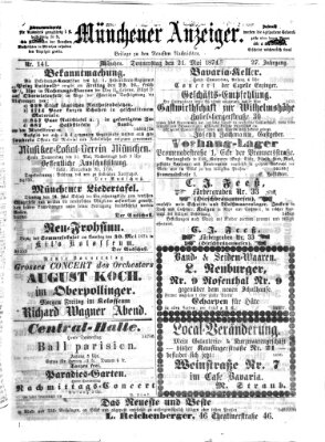 Münchener Anzeiger (Münchner neueste Nachrichten) Donnerstag 21. Mai 1874