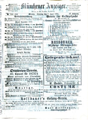 Münchener Anzeiger (Münchner neueste Nachrichten) Sonntag 7. Juni 1874