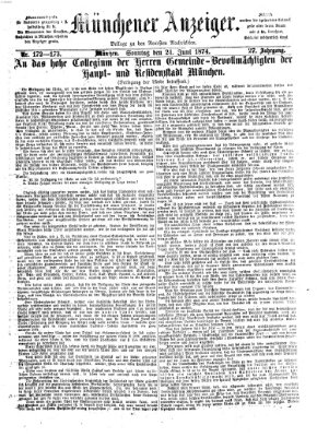 Münchener Anzeiger (Münchner neueste Nachrichten) Sonntag 21. Juni 1874