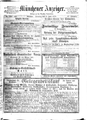 Münchener Anzeiger (Münchner neueste Nachrichten) Sonntag 5. Juli 1874