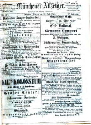 Münchener Anzeiger (Münchner neueste Nachrichten) Freitag 17. Juli 1874