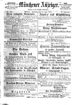 Münchener Anzeiger (Münchner neueste Nachrichten) Samstag 18. Juli 1874