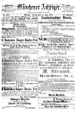 Münchener Anzeiger (Münchner neueste Nachrichten) Freitag 24. Juli 1874