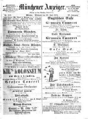 Münchener Anzeiger (Münchner neueste Nachrichten) Mittwoch 29. Juli 1874