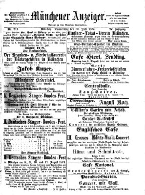 Münchener Anzeiger (Münchner neueste Nachrichten) Donnerstag 30. Juli 1874