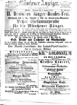 Münchener Anzeiger (Münchner neueste Nachrichten) Mittwoch 5. August 1874