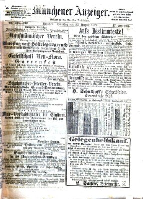 Münchener Anzeiger (Münchner neueste Nachrichten) Sonntag 23. August 1874