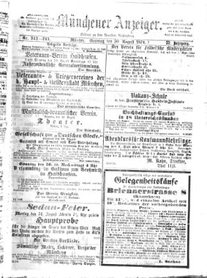 Münchener Anzeiger (Münchner neueste Nachrichten) Sonntag 30. August 1874