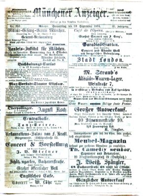 Münchener Anzeiger (Münchner neueste Nachrichten) Donnerstag 10. September 1874