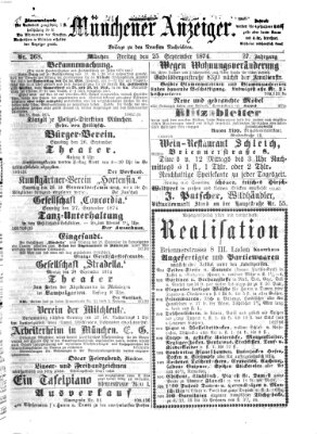 Münchener Anzeiger (Münchner neueste Nachrichten) Freitag 25. September 1874