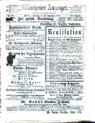 Münchener Anzeiger (Münchner neueste Nachrichten) Dienstag 29. September 1874