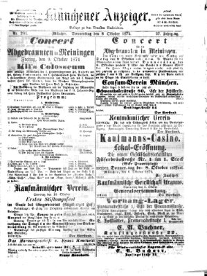 Münchener Anzeiger (Münchner neueste Nachrichten) Donnerstag 8. Oktober 1874