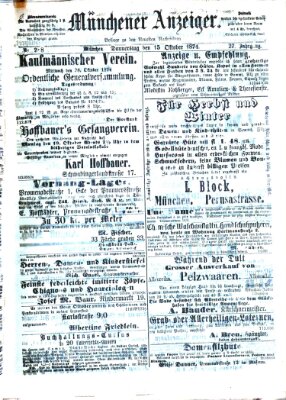 Münchener Anzeiger (Münchner neueste Nachrichten) Donnerstag 15. Oktober 1874