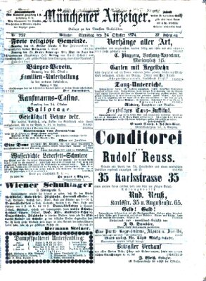 Münchener Anzeiger (Münchner neueste Nachrichten) Samstag 24. Oktober 1874