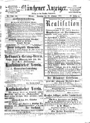 Münchener Anzeiger (Münchner neueste Nachrichten) Sonntag 25. Oktober 1874